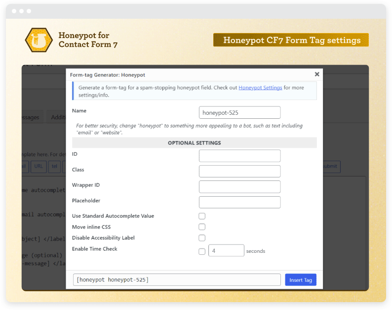 Honeypot スパム対策プラグインのダッシュボードのスクリーンショット