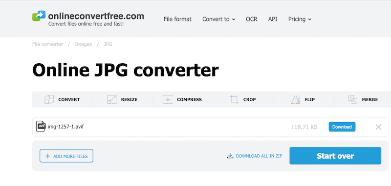 Laden Sie Ihre AVIF-Datei herunter – Quelle: Onlineconvertfree 