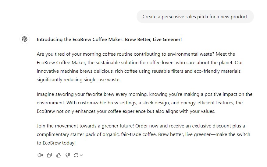 ChatGPT 对推销的一般请求的回应