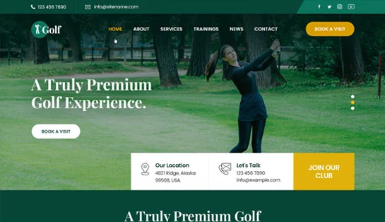 Motyw WordPress dotyczący pola golfowego