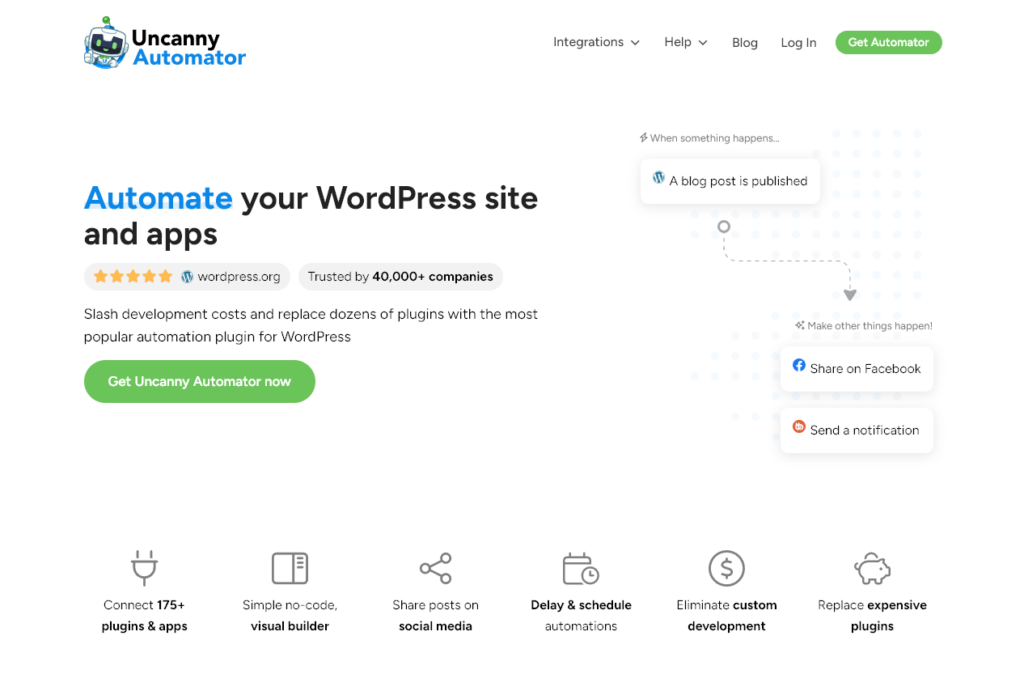 Plug-in Uncanny Automator AI para WordPress (captura de tela)