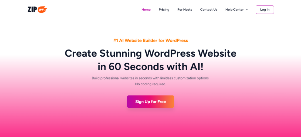 Plugin ZipWP AI (Capture d'écran pour WordPress)