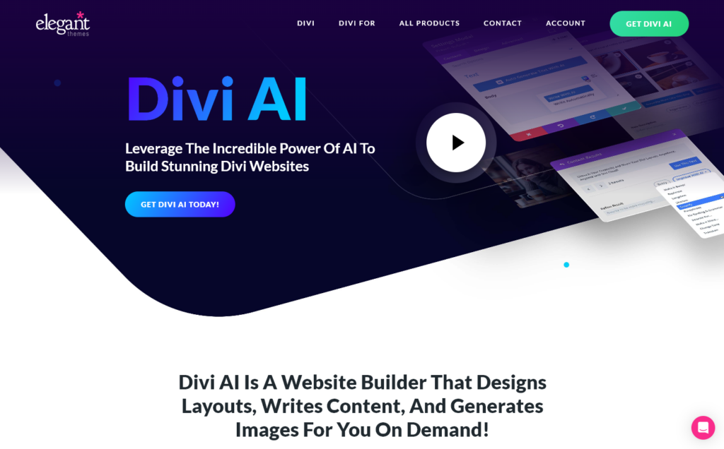 Plug-in Divi AI para WordPress (captura de tela)