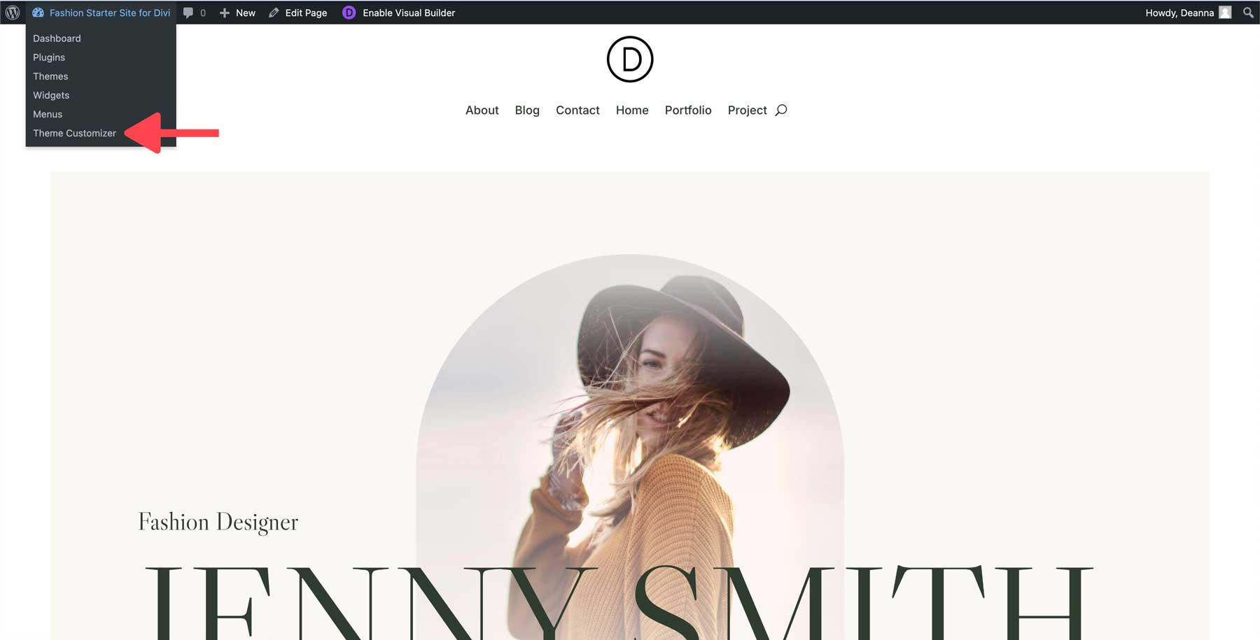 site inicial de moda para Divi