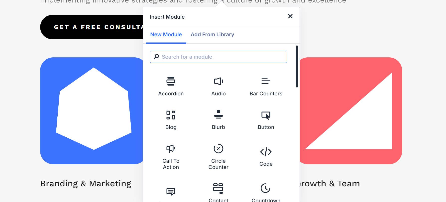 Divi 5 Tambahkan Hamparan Modul Dengan Modul untuk Dipilih