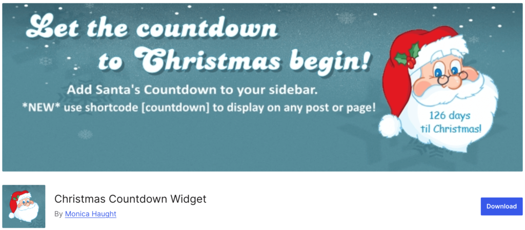 Esta es una captura de pantalla del complemento Cristmas Countdown Widget