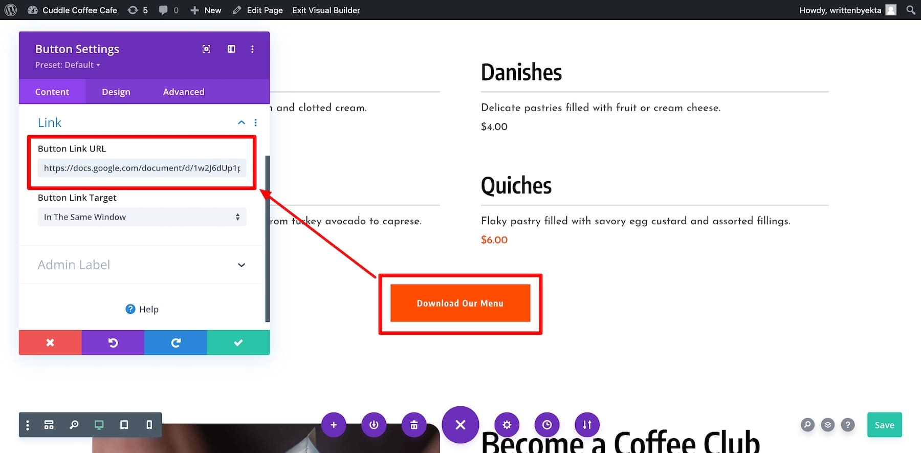 tambahkan tautan menu