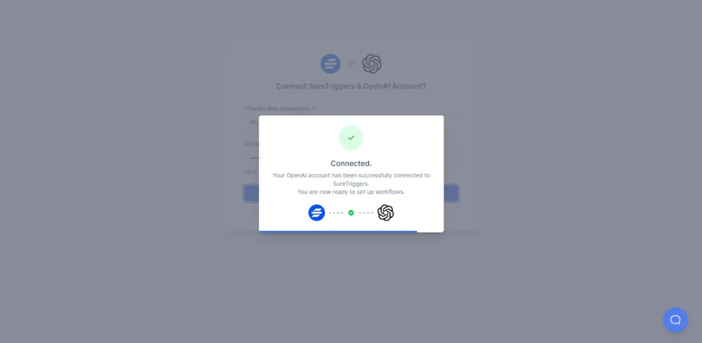 SureTriggers と OpenAI の間の接続を作成する