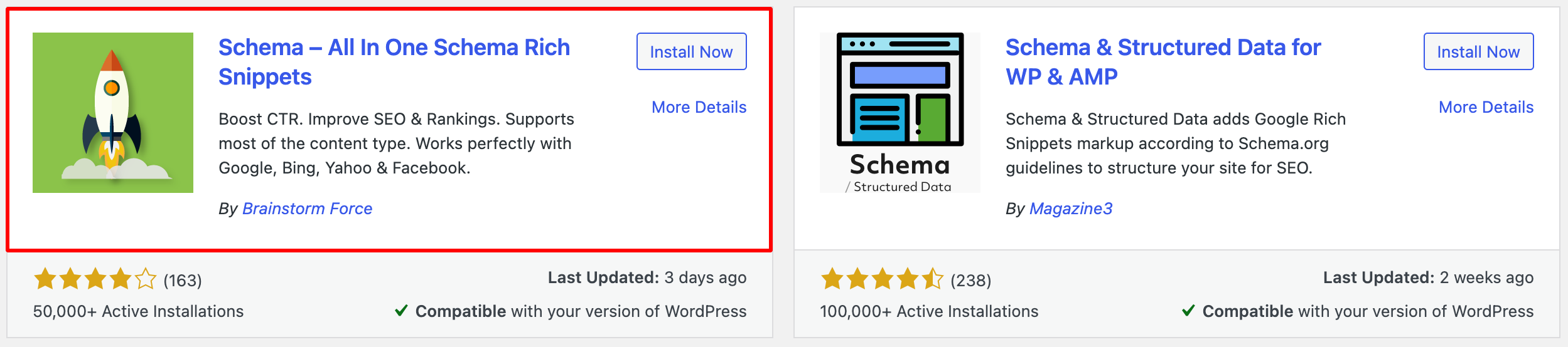 uma captura de tela para adicionar rich snippets de esquema ao seu site wordpress