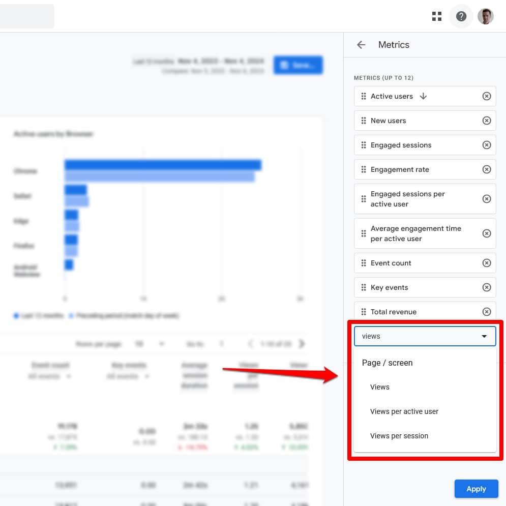 Adicionar e subtrair métricas de relatório do Google Analytics