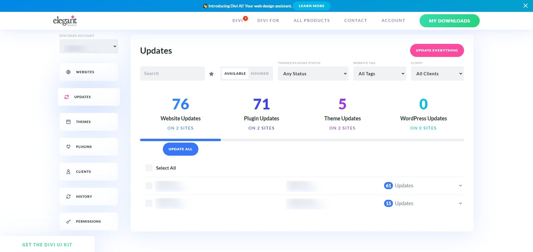 Divi Dash-Updates