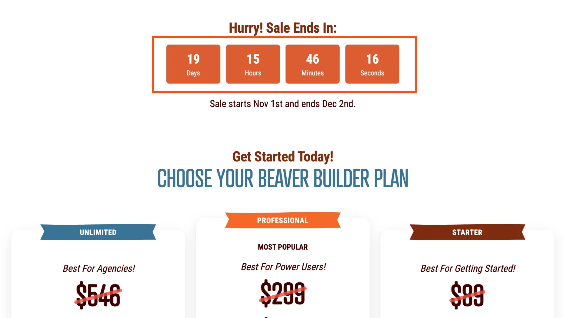 páginas de ventas navideñas utilizando el temporizador de cuenta regresiva de Beaver Builder