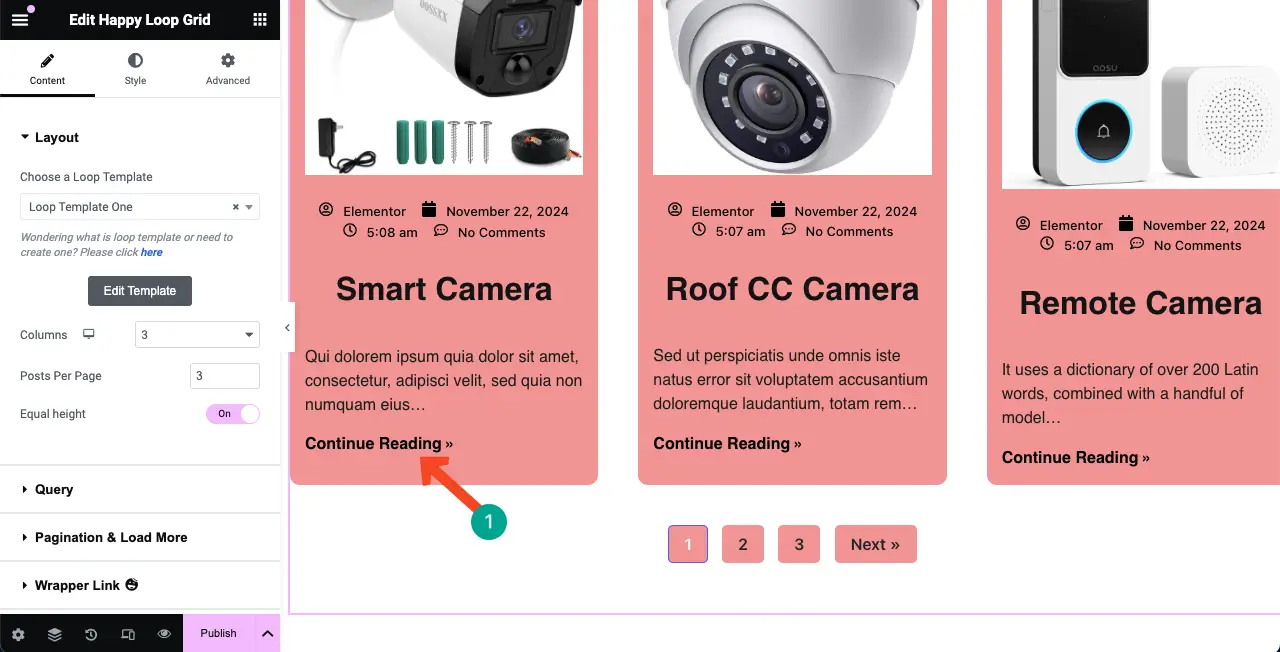 See the changes of the Loop Grid widget