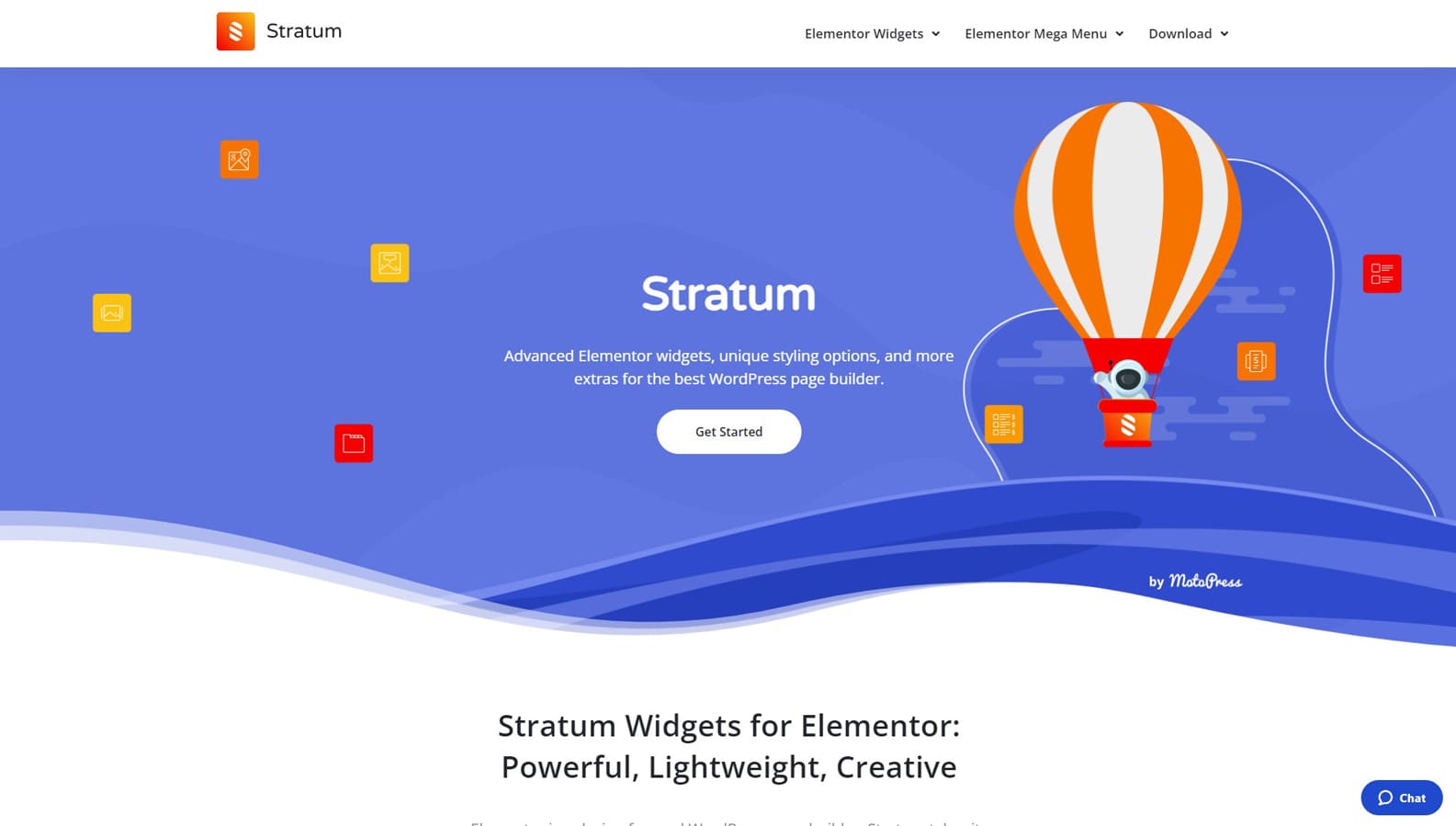 Immagine di Stratum, uno dei plugin Flip Box di WordPress con oltre 28 widget Elementor.