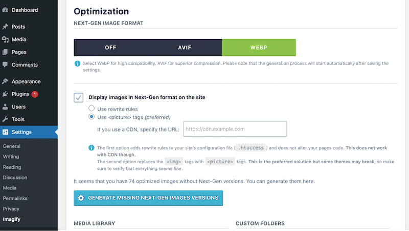 WEBP 또는 AVIF 변환 - 출처: Imagify 