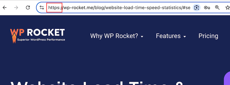 HTTPS 예 - 출처: WP Rocket 