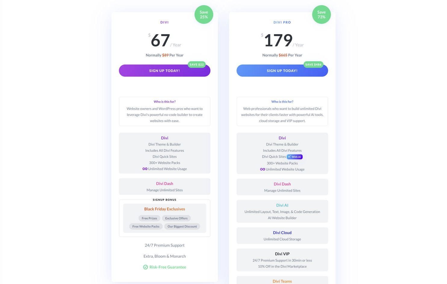 Divi Pro - ブラック フライデーの価格ページ