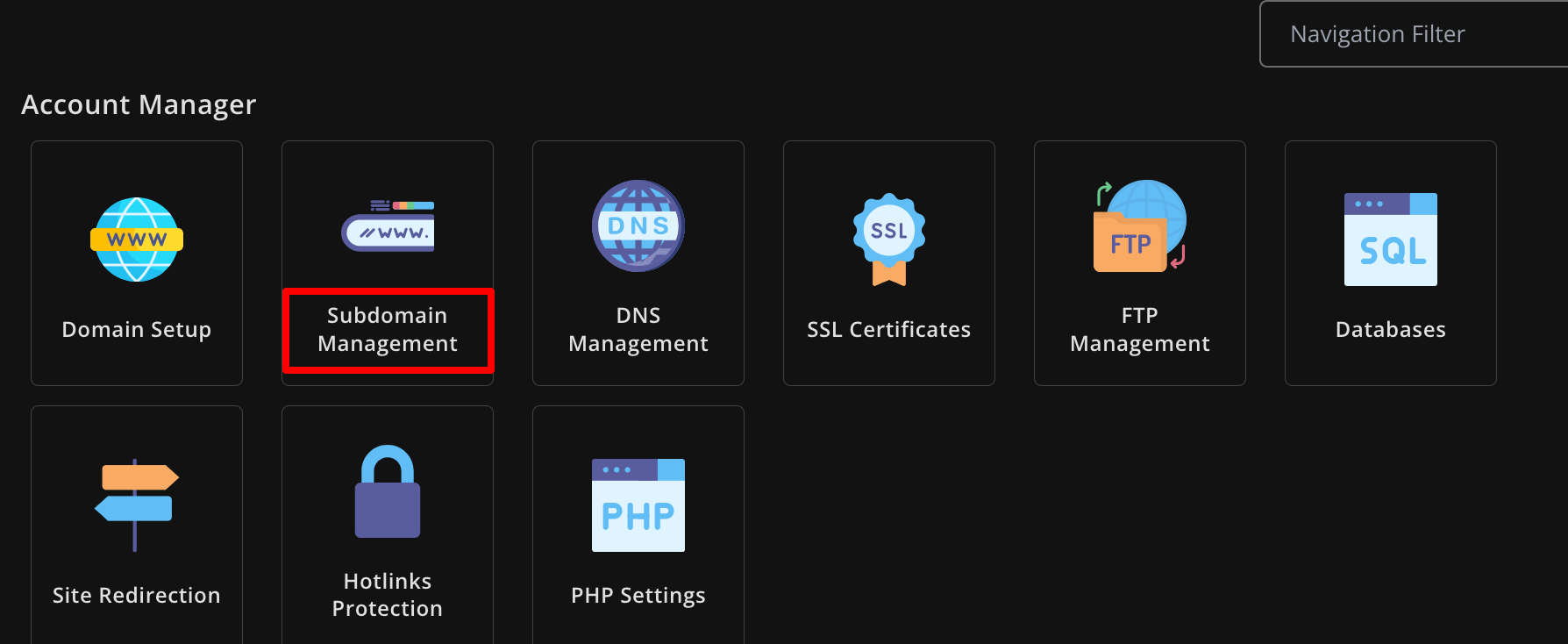 Opsi manajemen subdomain di cPanel