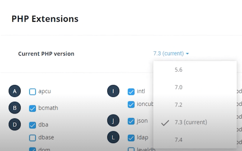 Como atualizar facilmente sua versão PHP do WordPress - Fonte: minha hospedagem cPanel 