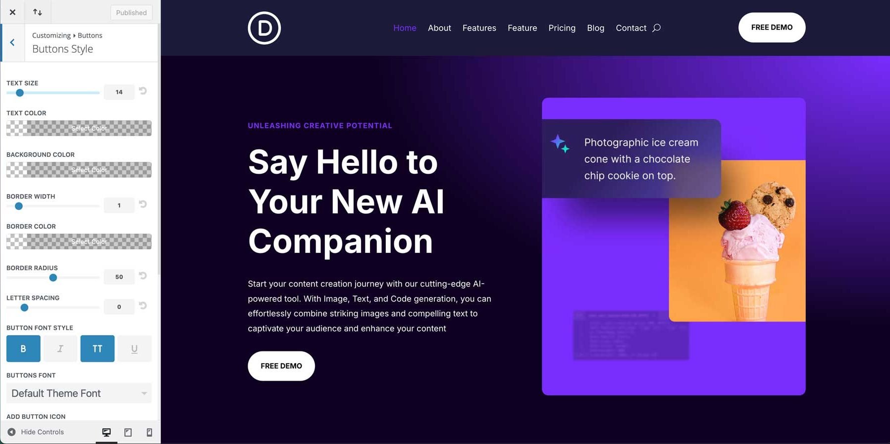 Divi の AI スターター サイト