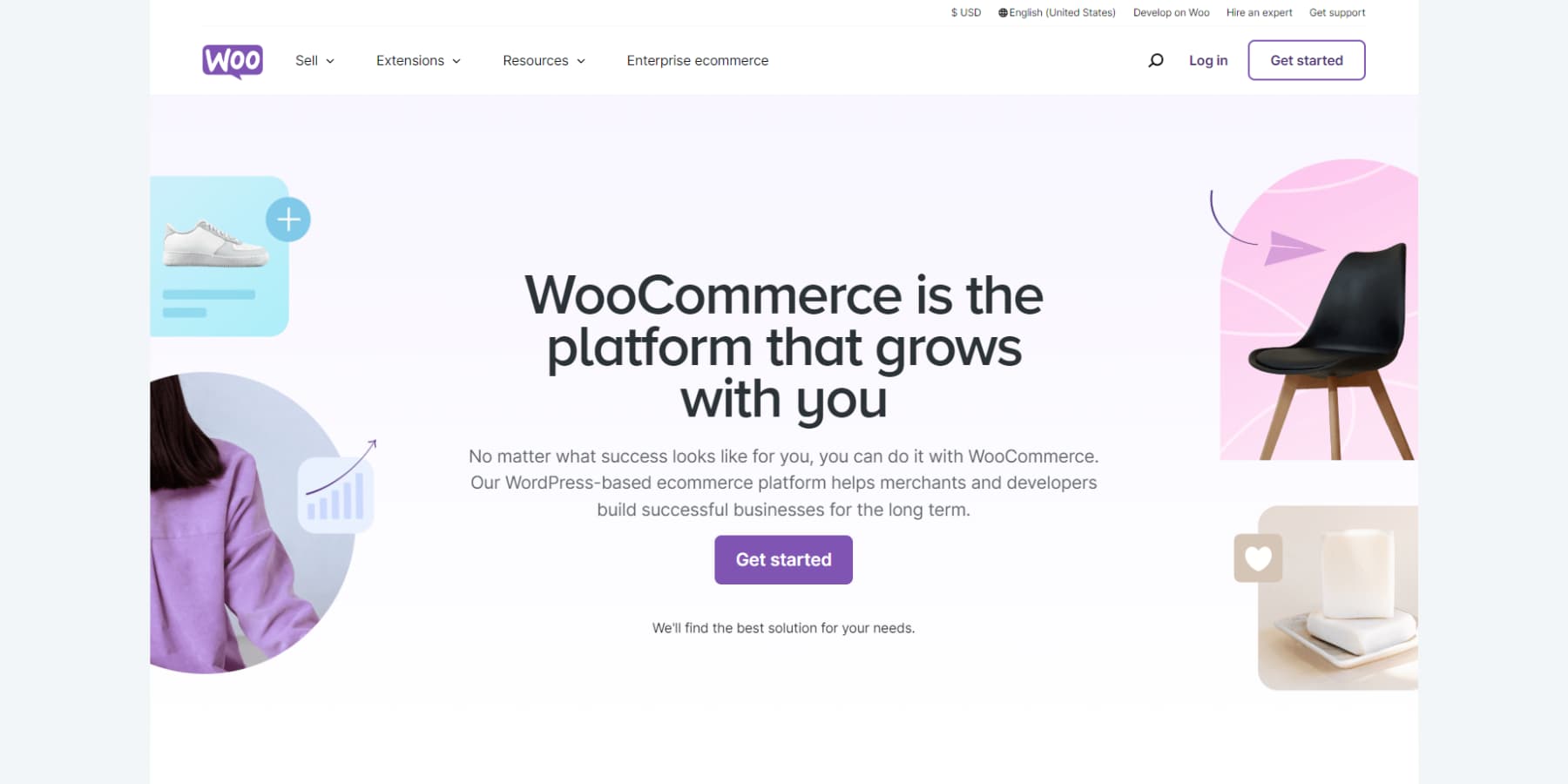 WooCommerce のホームページのスクリーンショット