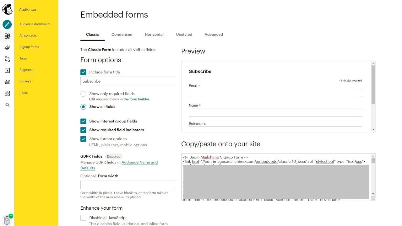 Mailchimp Form Oluşturucuyu Kaldırdı