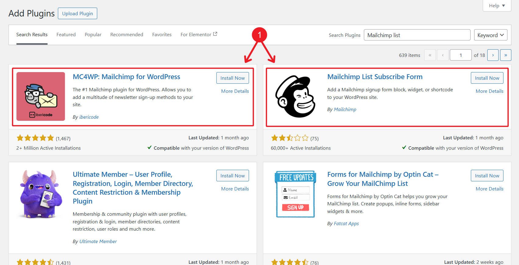 WordPress 用 Mailchimp プラグイン