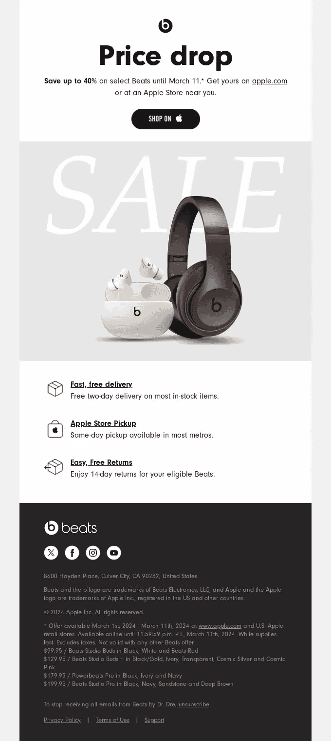 email de vente flash beats music