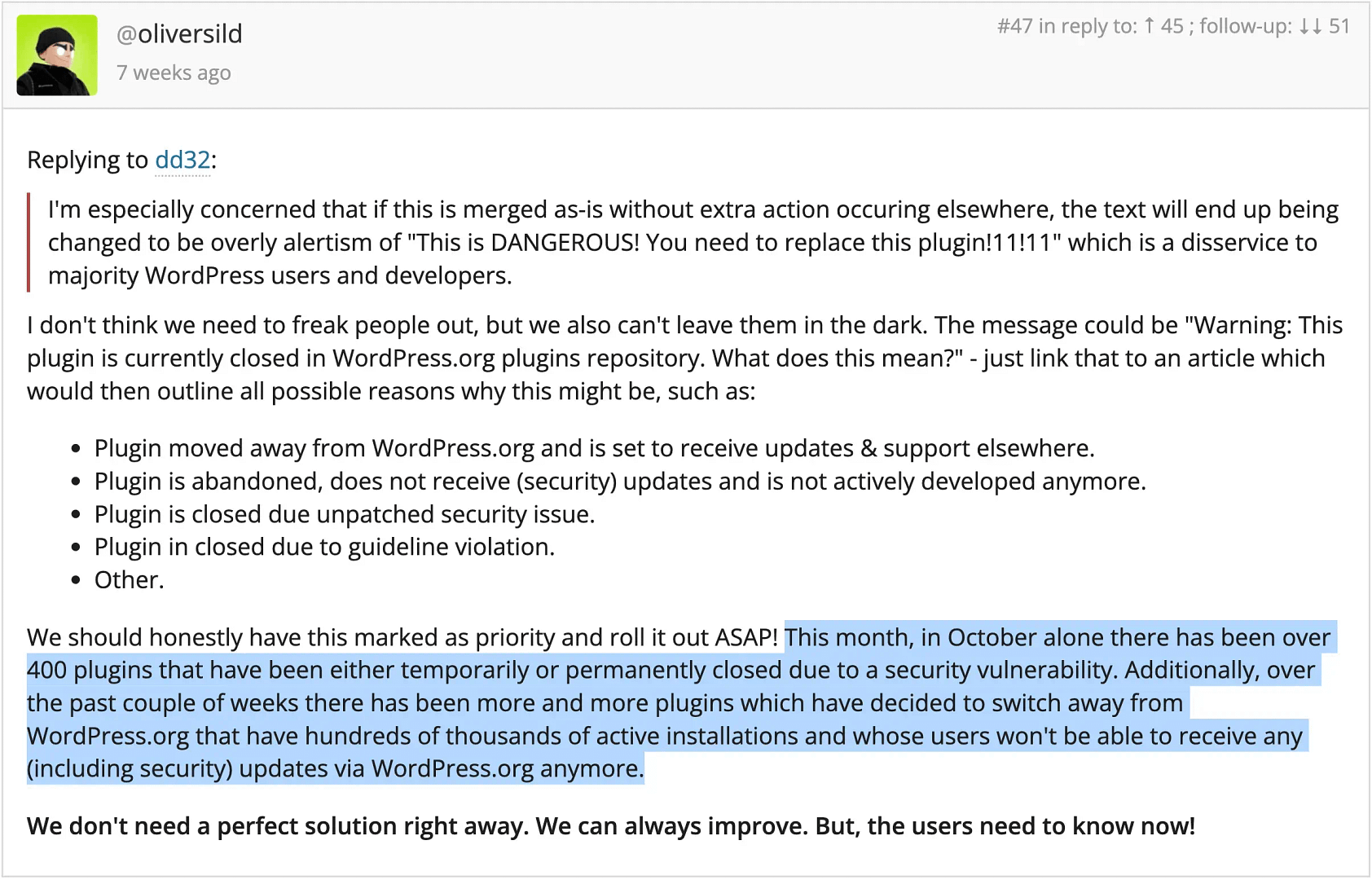 Oliver Sild ใช้ข้อมูลเพื่อสร้างกรณีที่ชัดเจนในการย้ายตั๋ว WordPress 30465 ไปจนเสร็จสิ้น