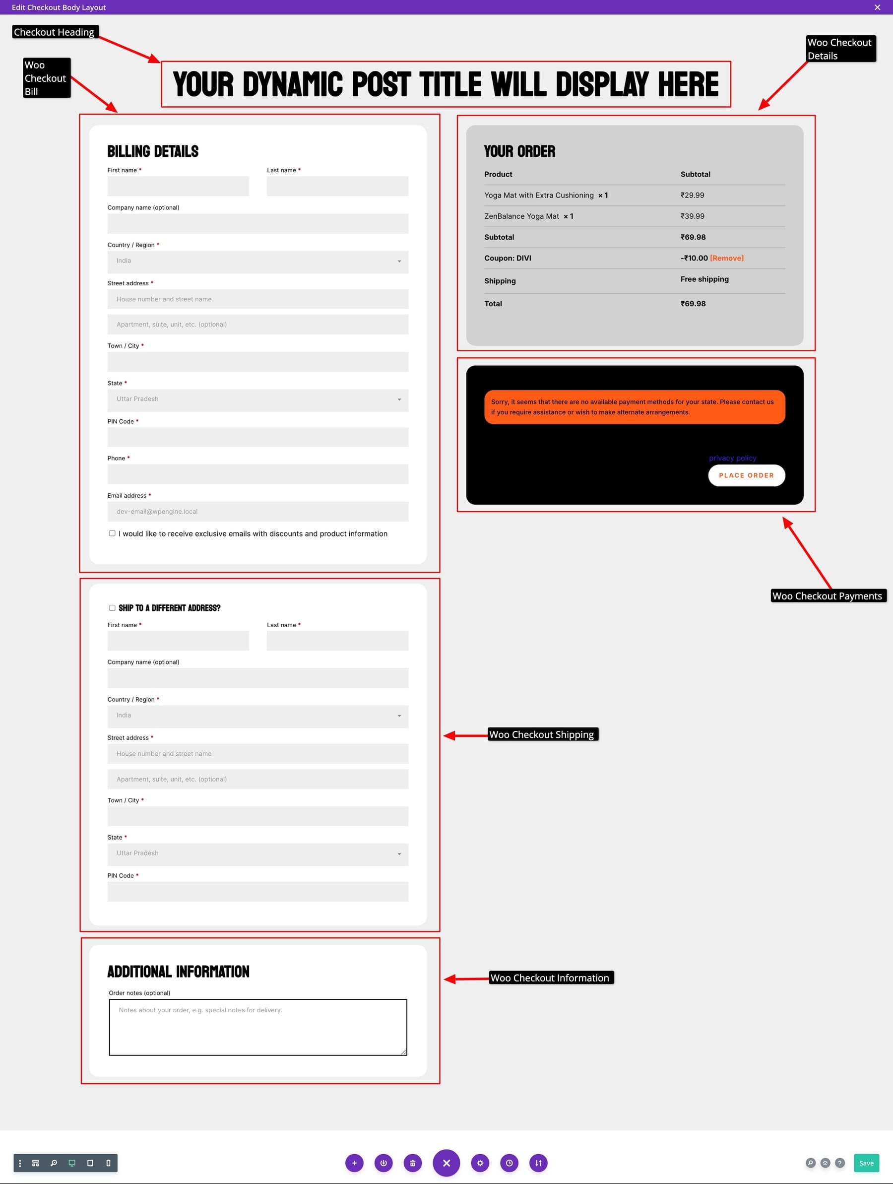 เทมเพลตการชำระเงินที่สร้างโดย Divi Quick Sites