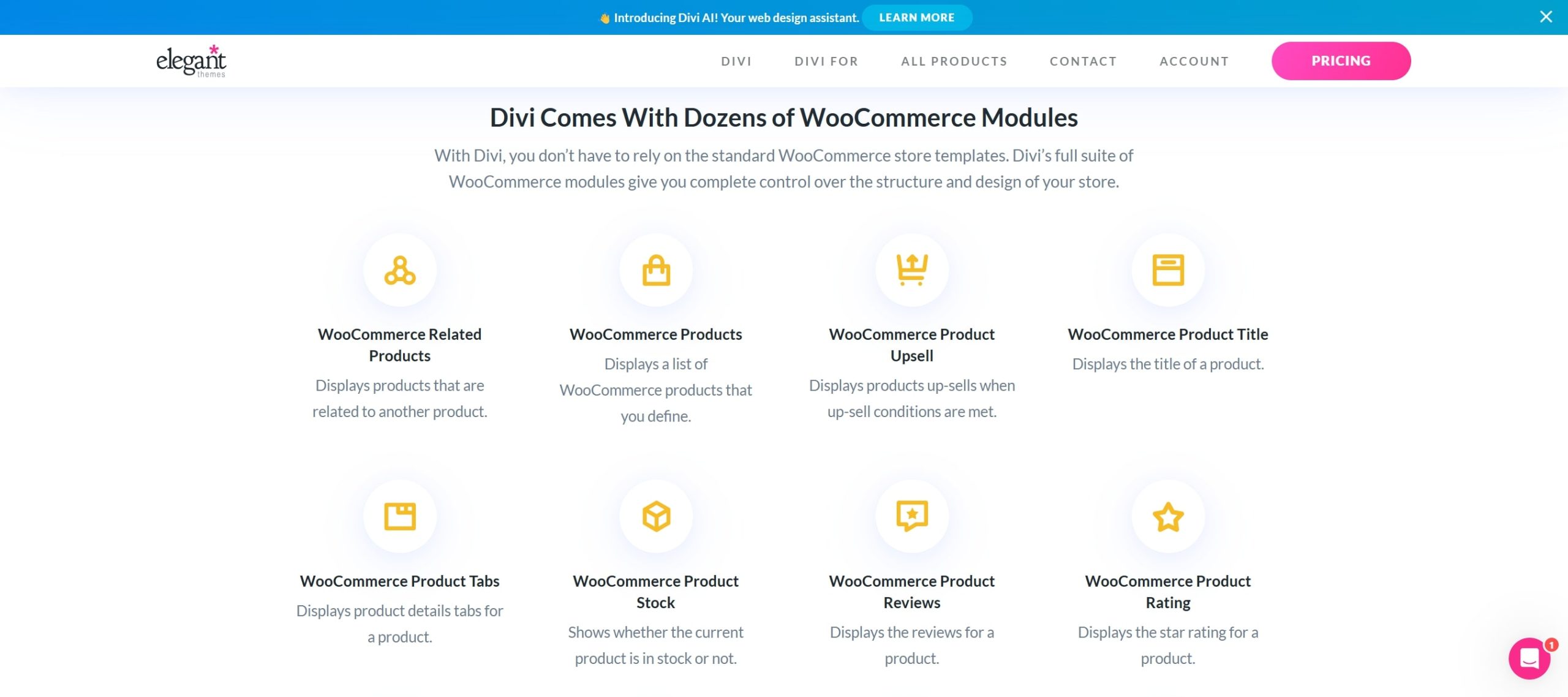 elementy divi woocommerce