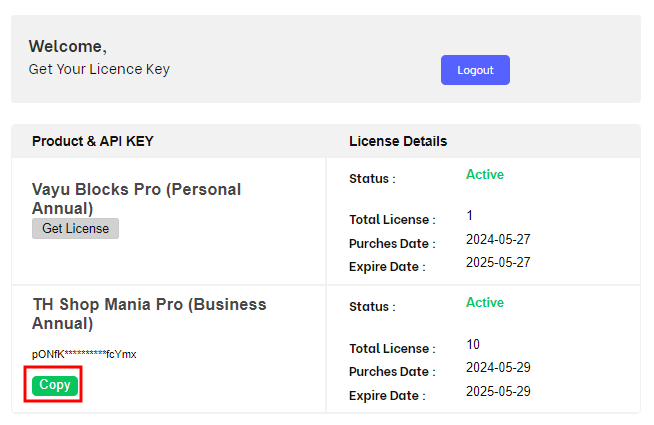 License Key Copy