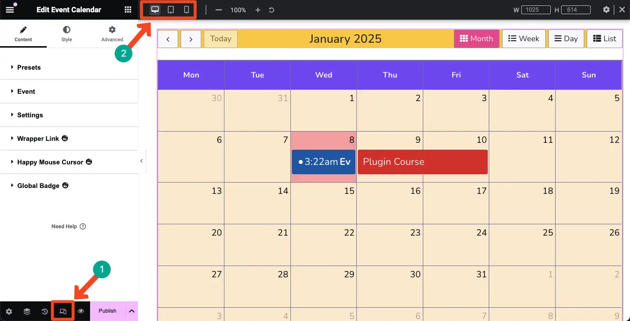 Make the Event Calendar Mobile Responsive