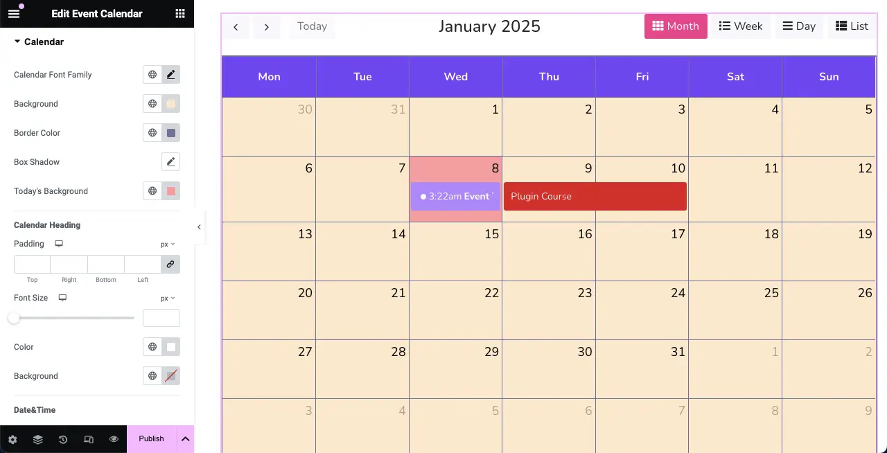 Stylized the calendar