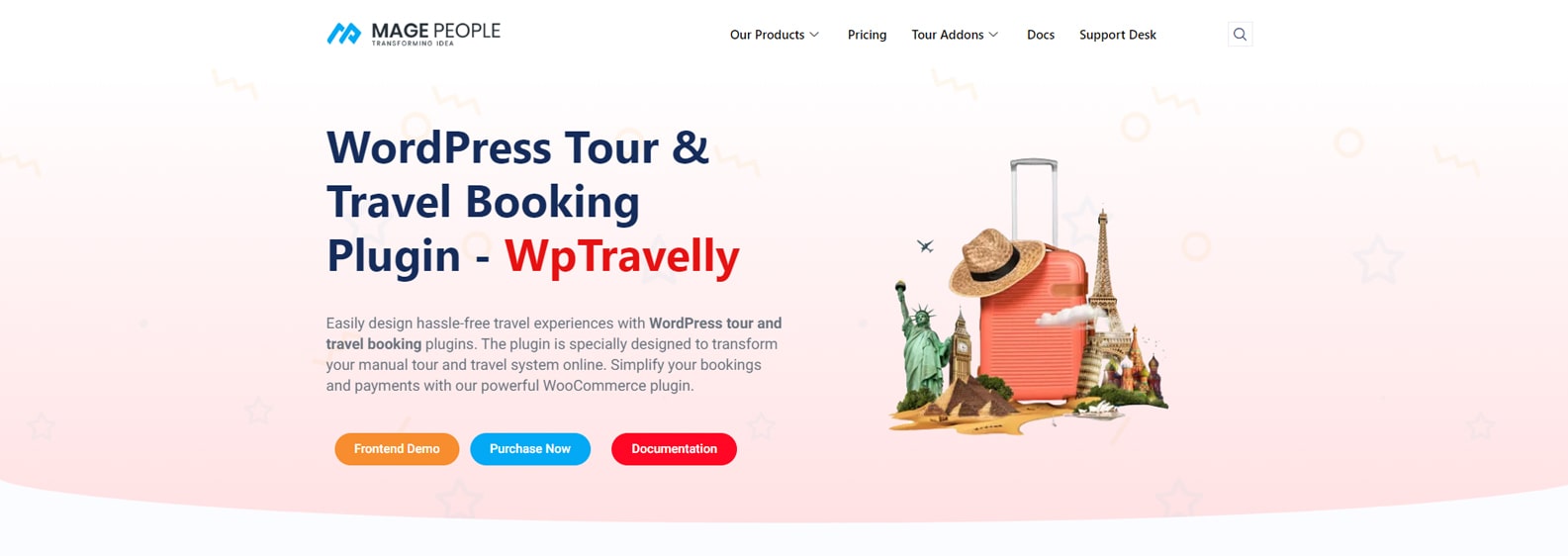 WpTravelly 的表示，一個 WordPress 旅行行程插件，帶有帶過濾器的旅行者清單。