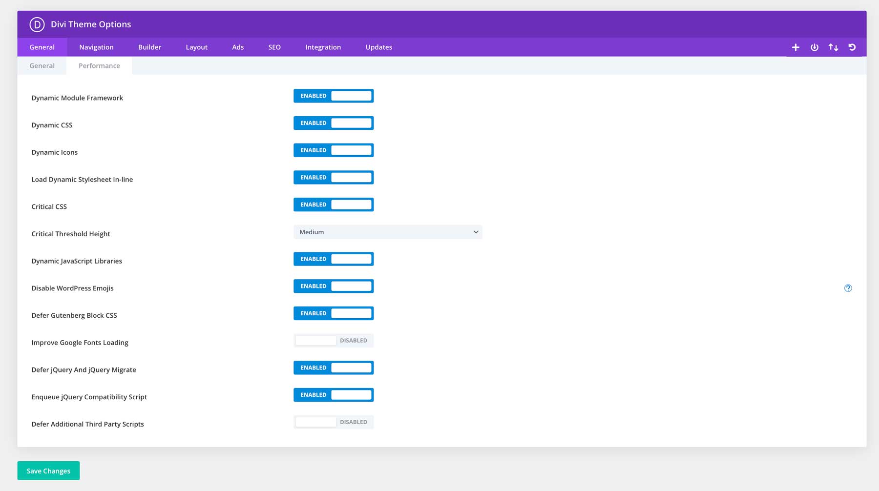 Divi 效能設定