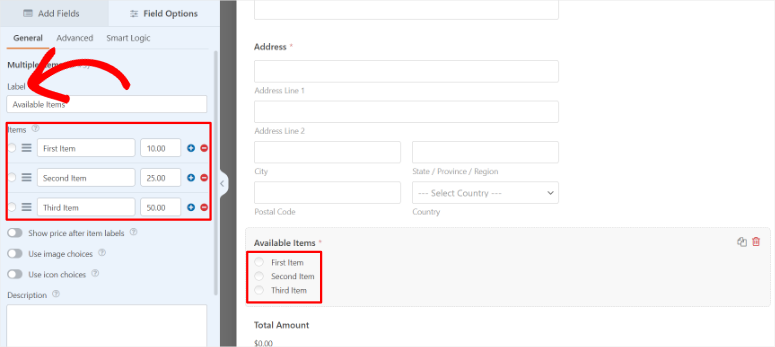 wpforms edit field labels