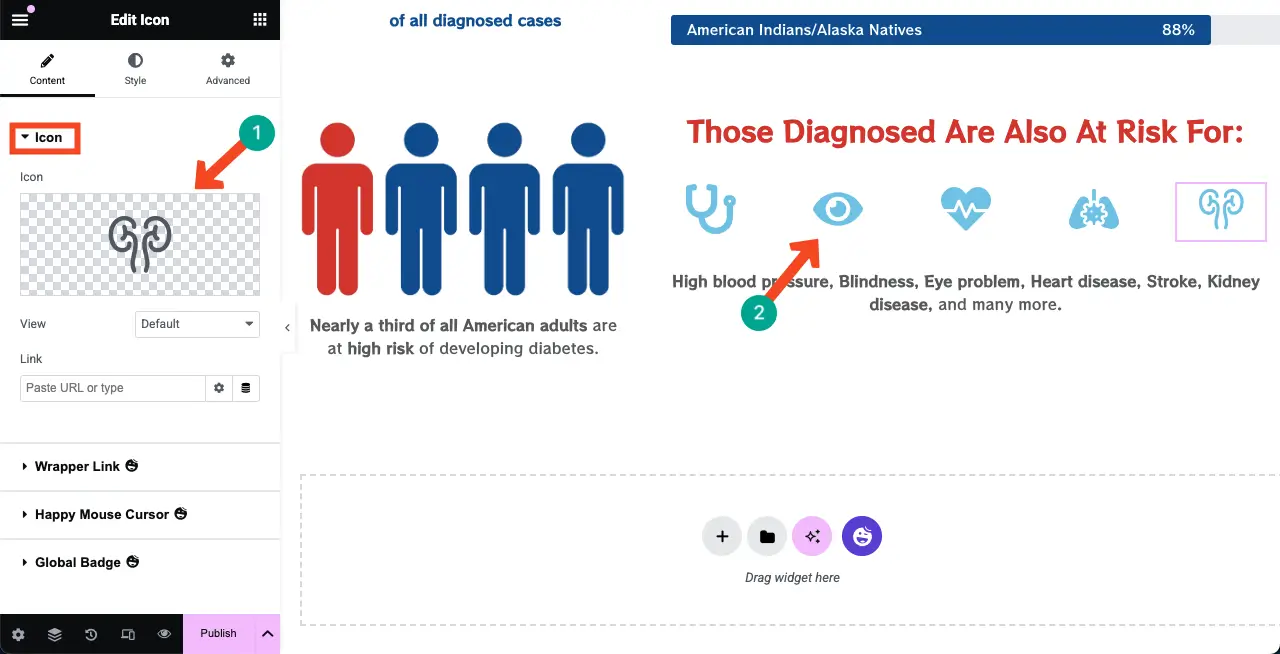 Add different icons to the infographic web page design