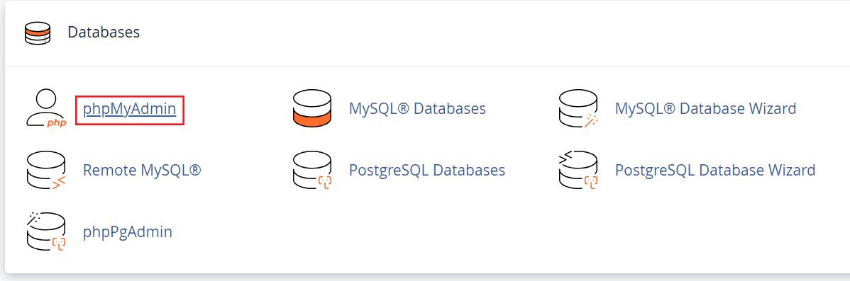 cpanelでphpmyadminを選択します