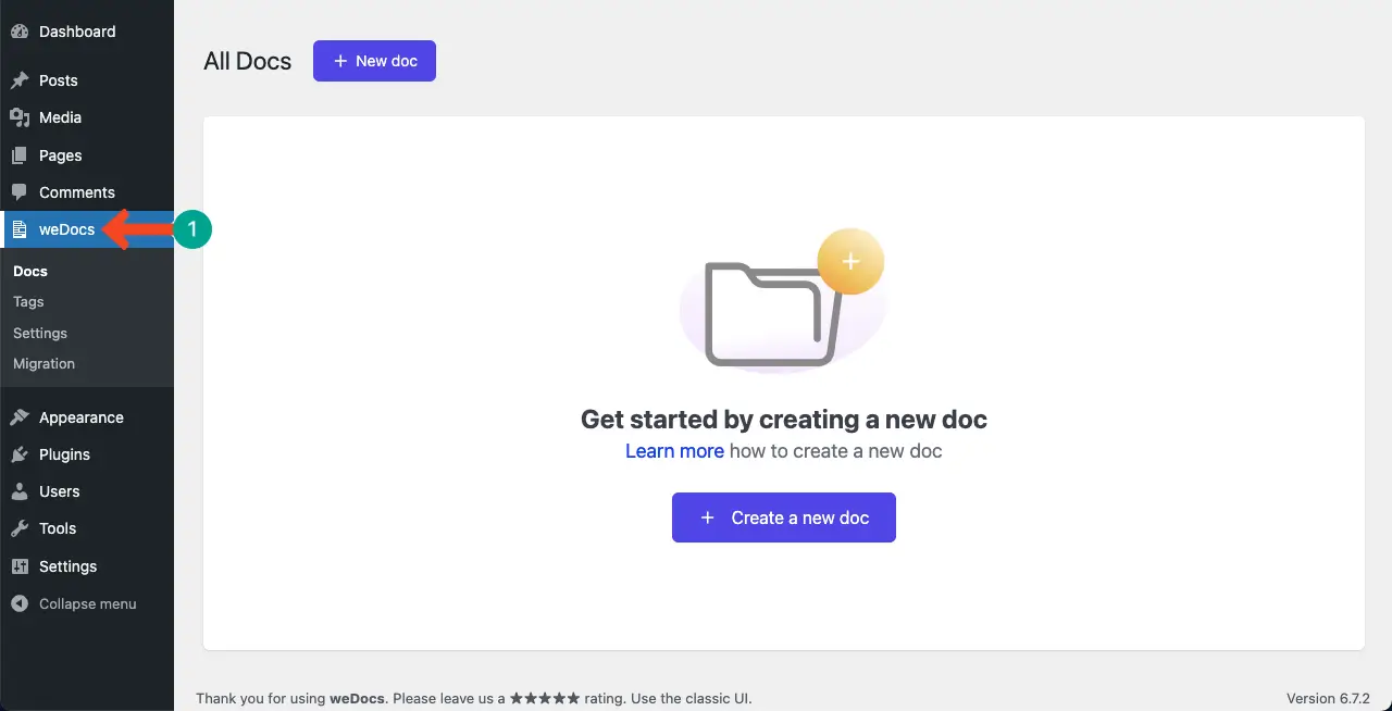 weDocs is added to WordPress