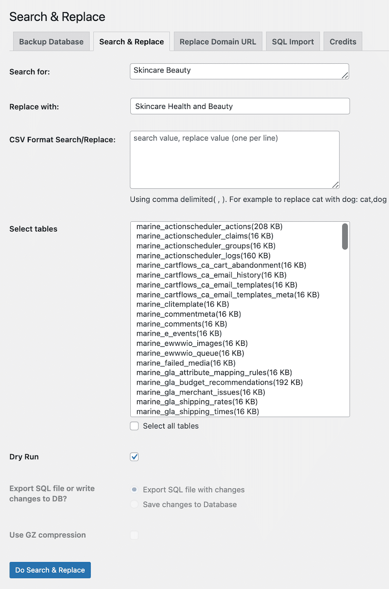 TAB 2 - Pesquise e substitua o plug -in - Fonte: A pesquisa e substituição do administrador