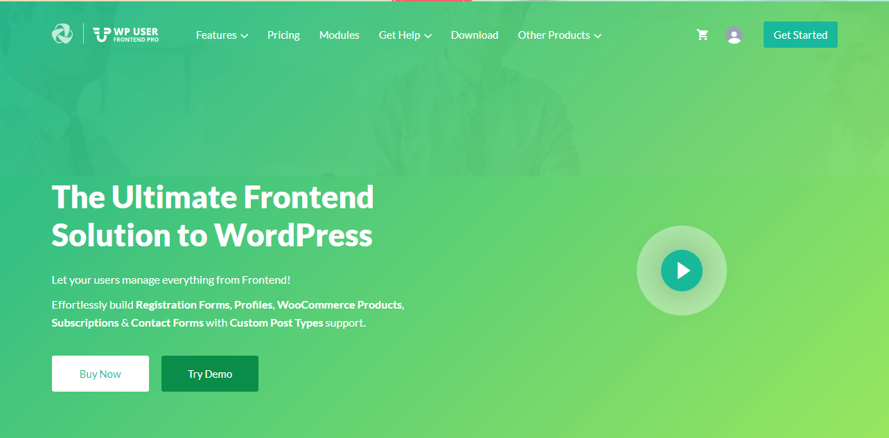 Frontend do usuário do WP