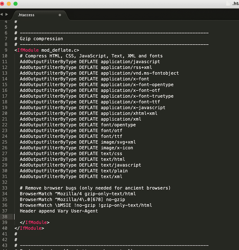 .htaccess fișier cu noul cod - sursa: fișierul meu .htaccess