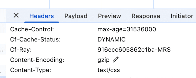 Verificarea compresiei GZIP cu Instrumente Chrome Dev- Sursa: Instrumente Chrome Dev