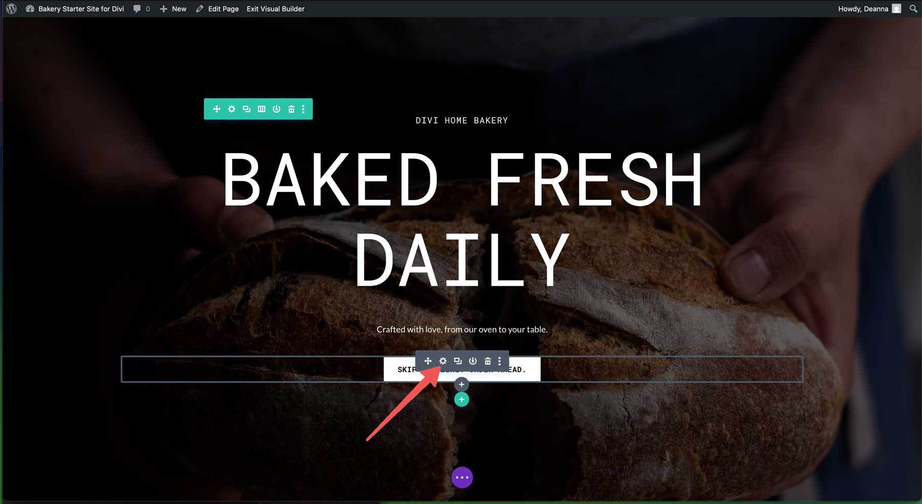 site de démarrage de boulangerie pour divi