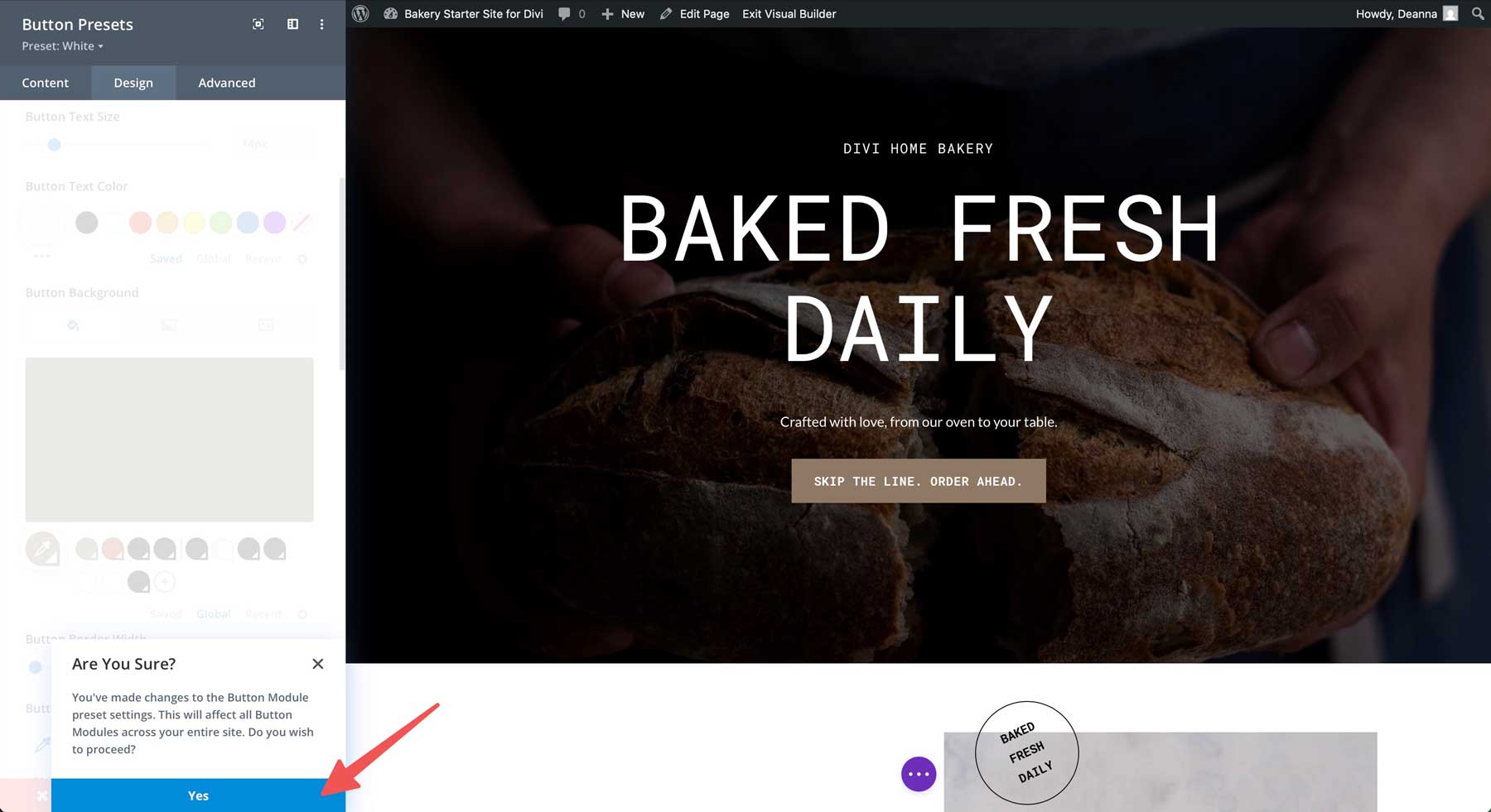 Sito di avviamento da forno per Divi