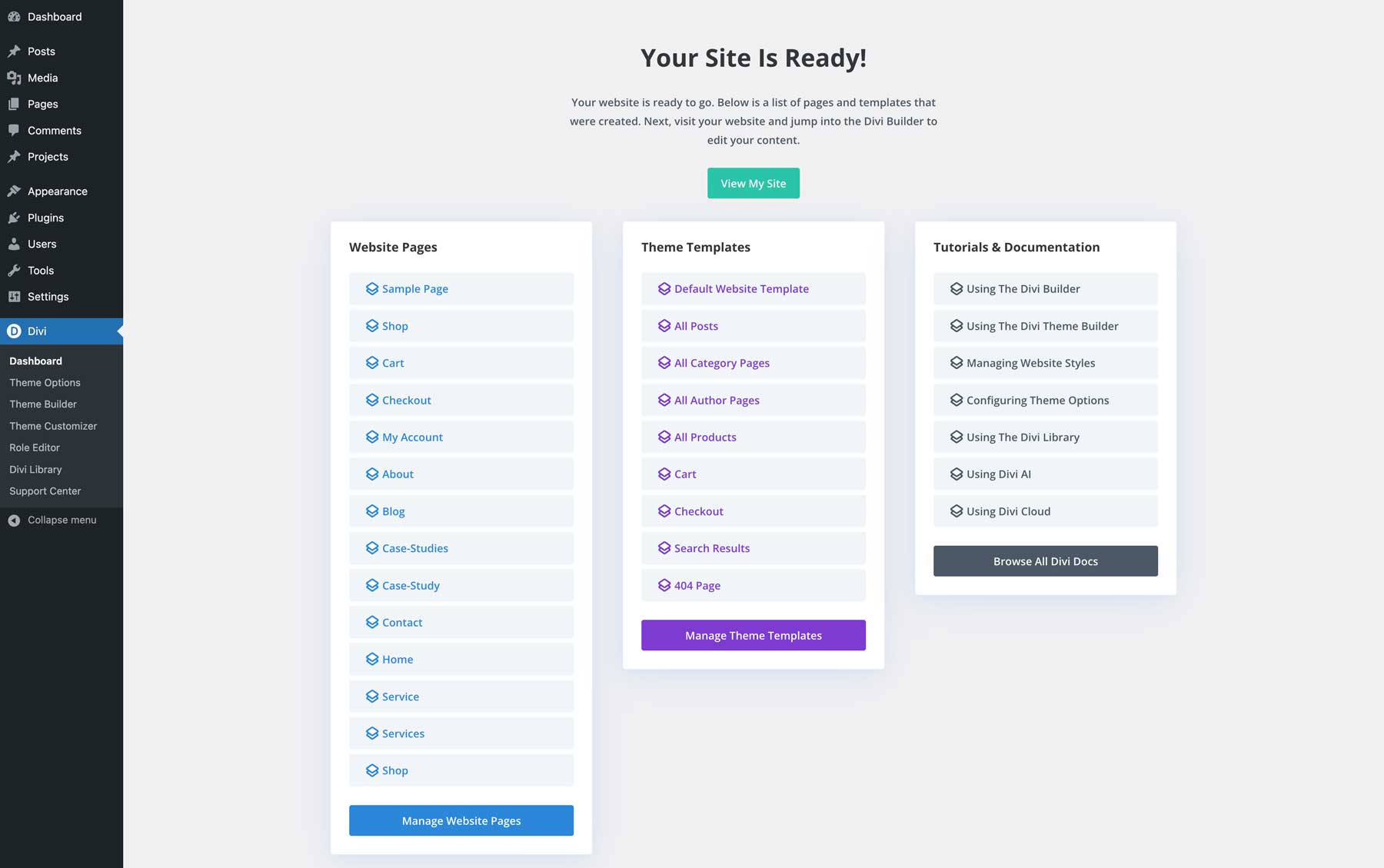 Situs starter SaaS untuk Divi