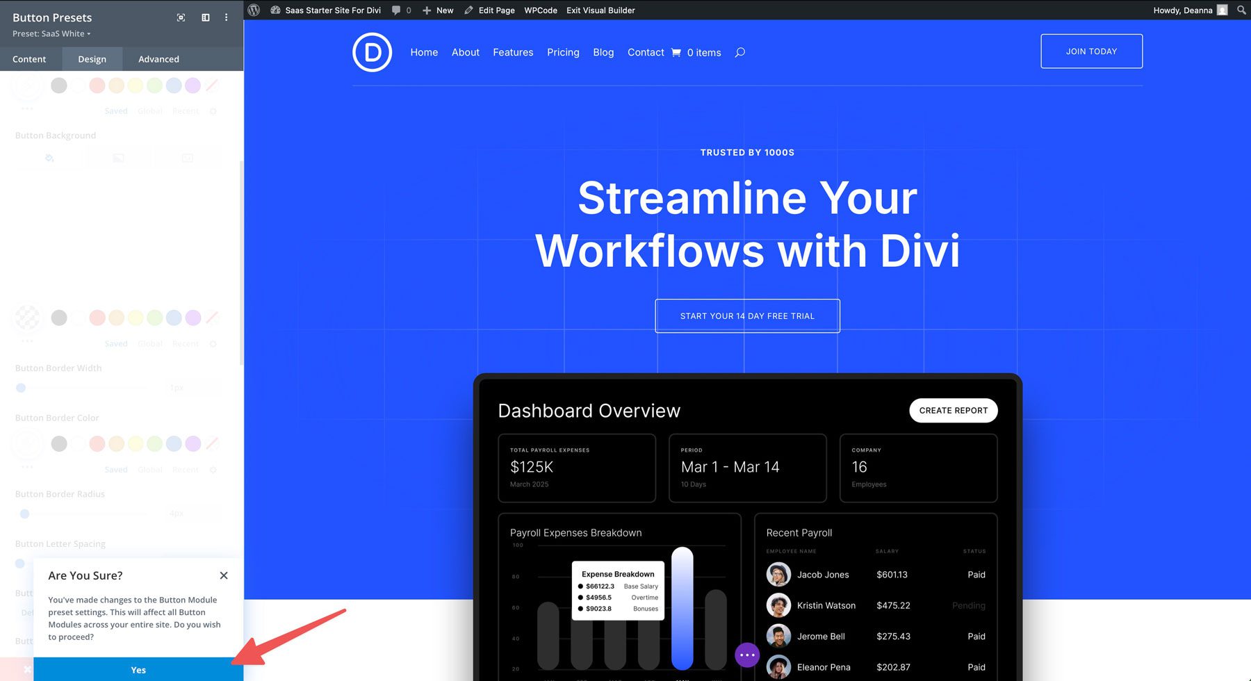 Situs starter SaaS untuk Divi