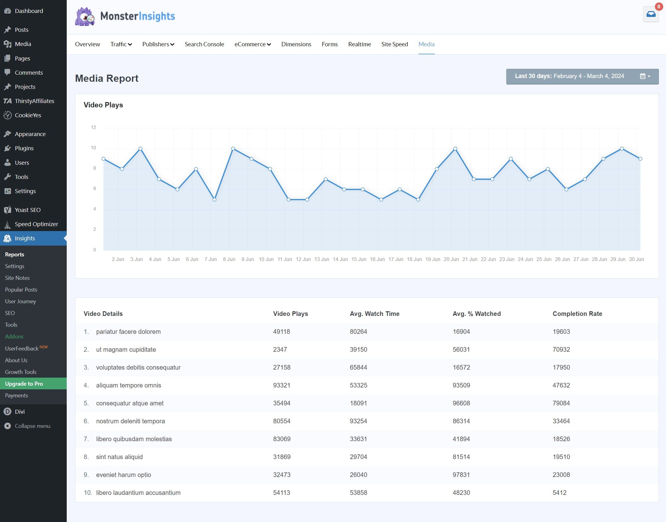 MonsterInsights Medienbericht