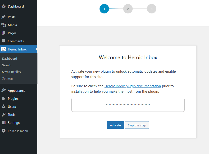 Heroic Inbox welcome wizard step 1